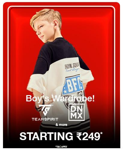 Kids' fashion from Azorte, wotnot, Outryt, and more starting at Rupees 299.
