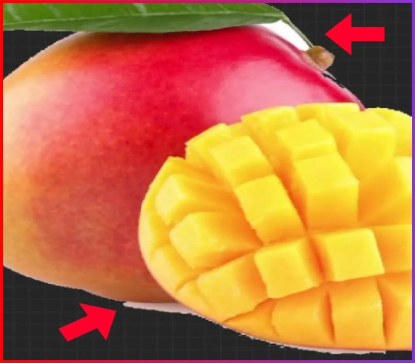 showing edge of the mango 