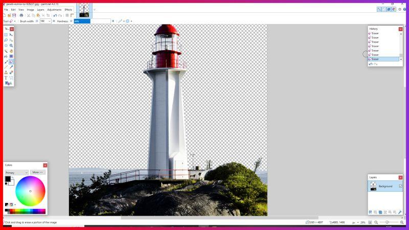 select the brush size and erase if there is any remaining part in the image 