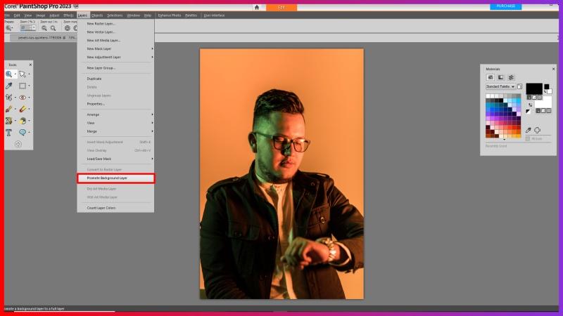 Step 2. Click on the layer that has the image element