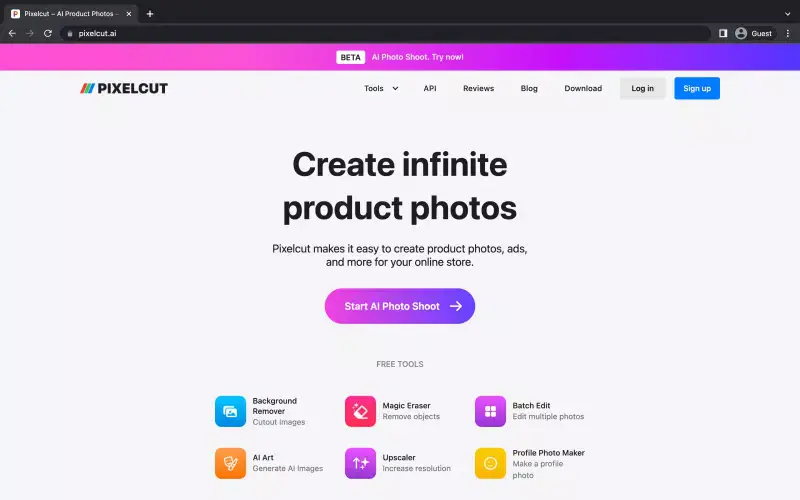 Home page of Pixelcut