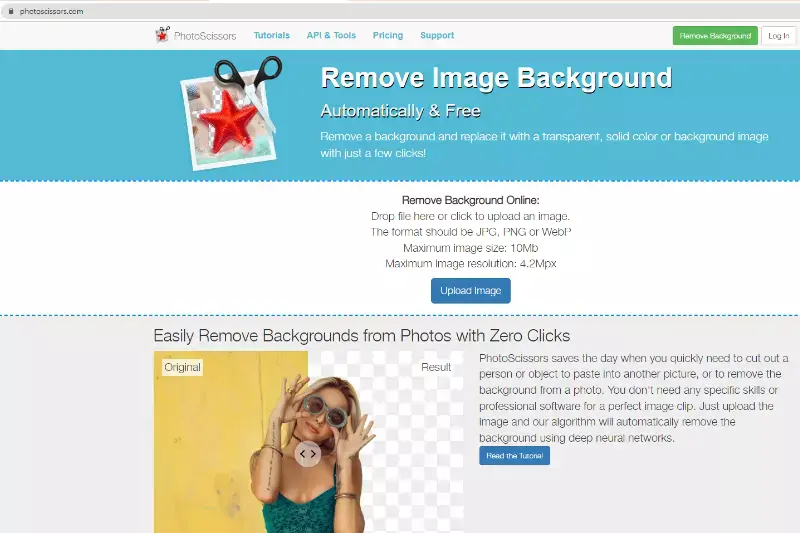 Home page of PhotoScissors
