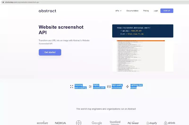 Home Page of Abstract API