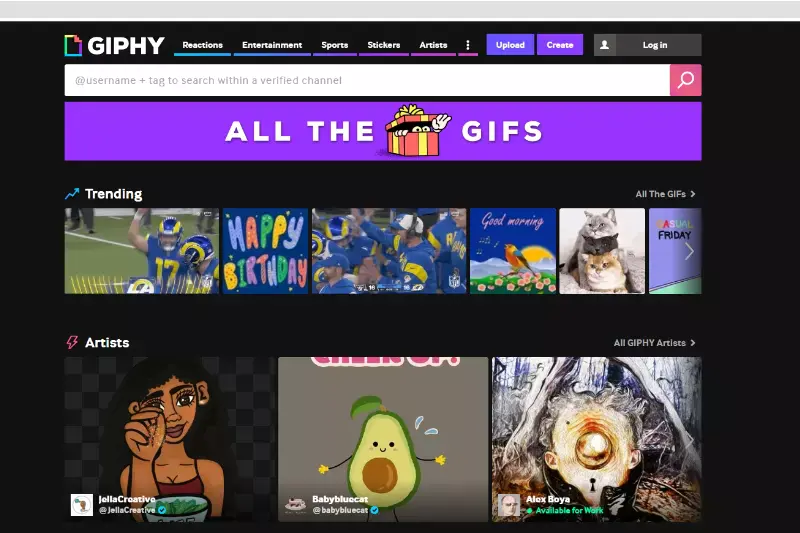 Home Page of Giphy