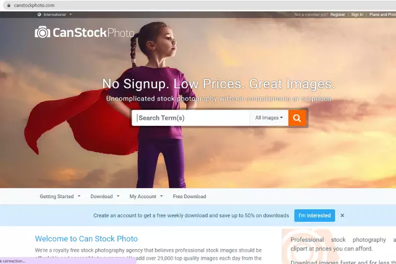 Homepage von Canstock Photos