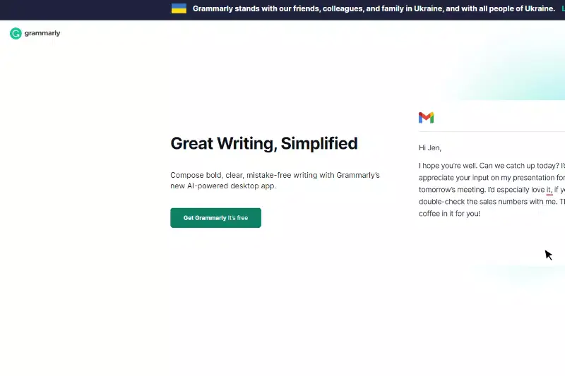 Home Page of Grammarly