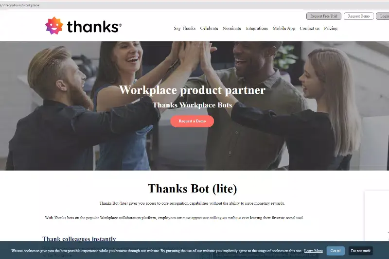 Home Page of ThankBot