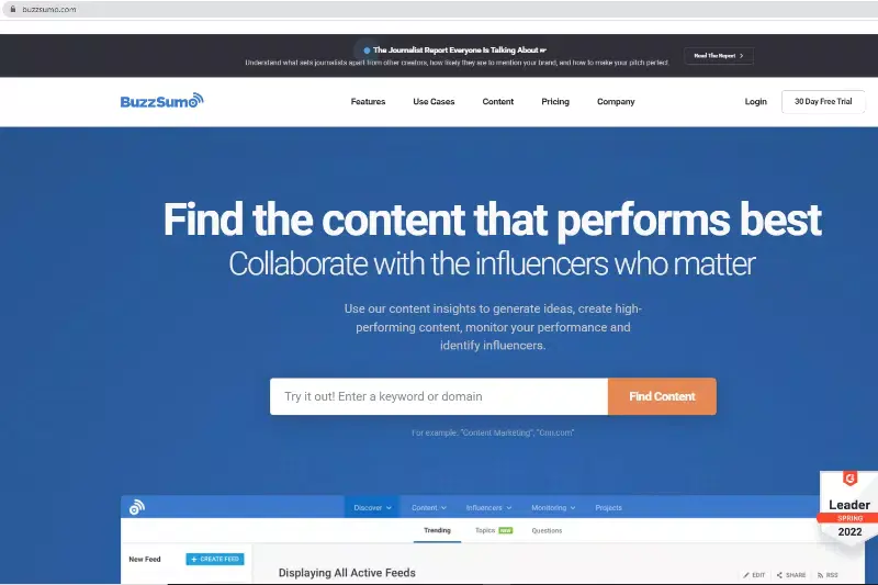 Home Page of BuzzSumo