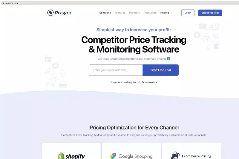 Home Page of Prisync