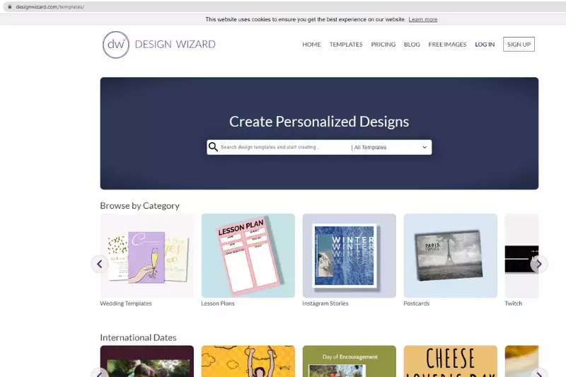 Home Page of Design Wizard