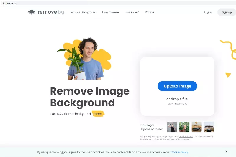 Home Page of Remove.bg