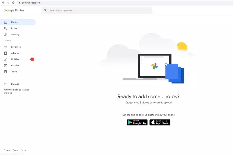 Home Page of Google Photos