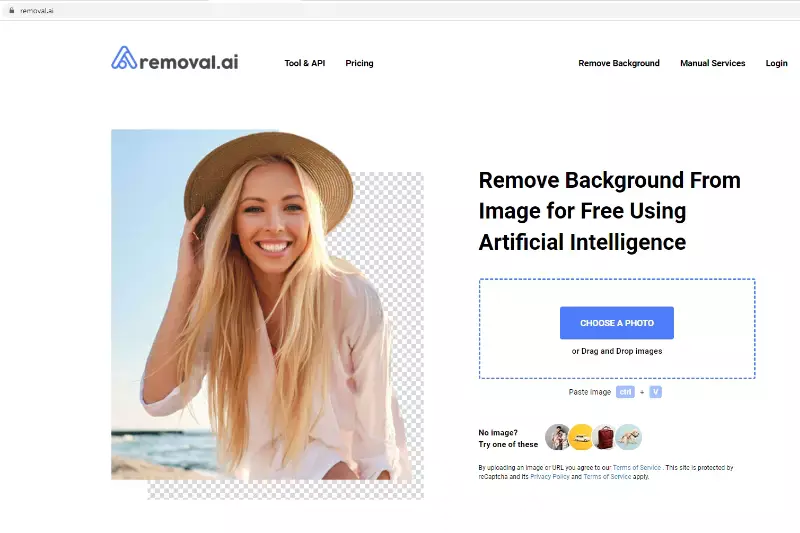 Home Page of Removal.ai