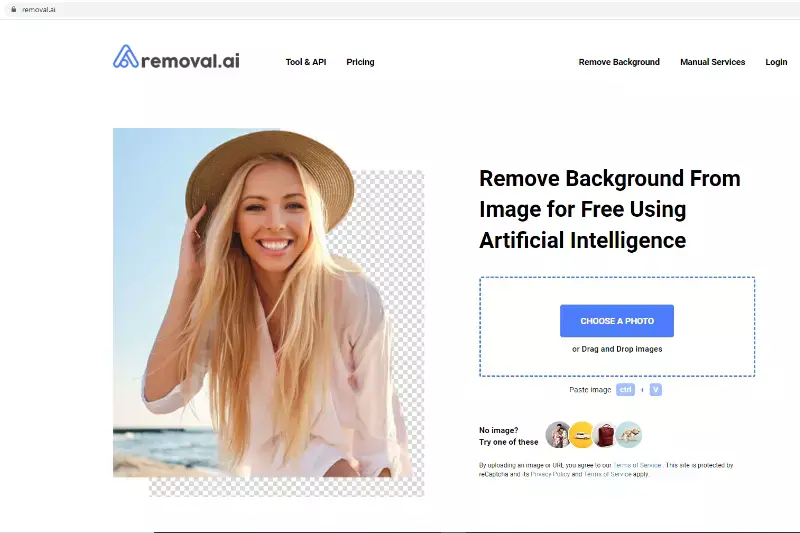 Home Page of Removal.ai