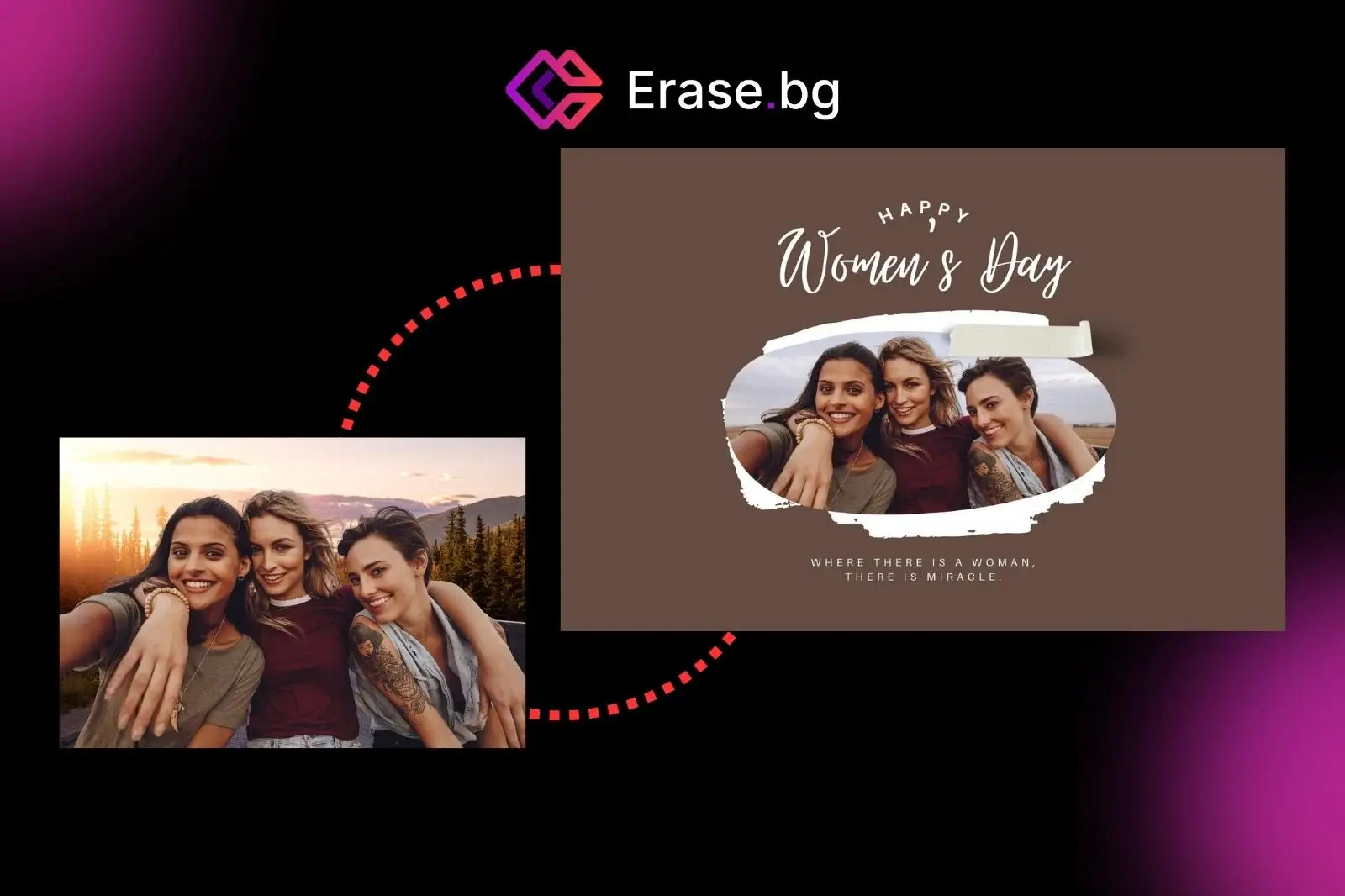 Using Erase.bg to create social media posts for Women’s Day