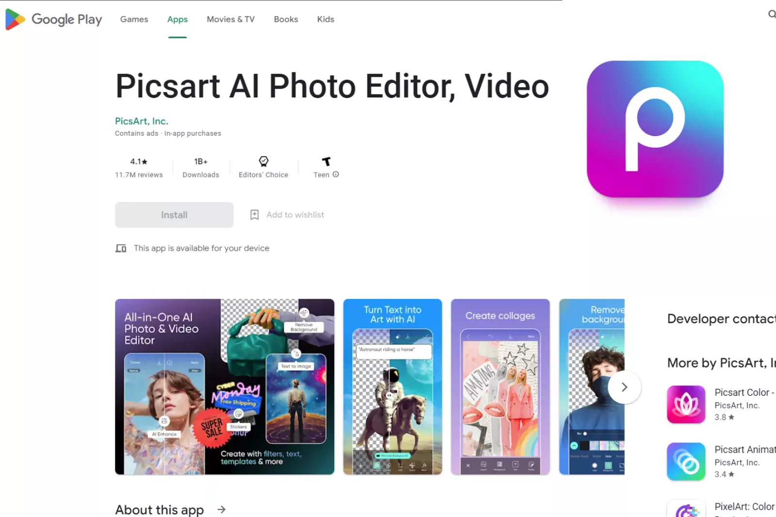 Home Page of Picsart