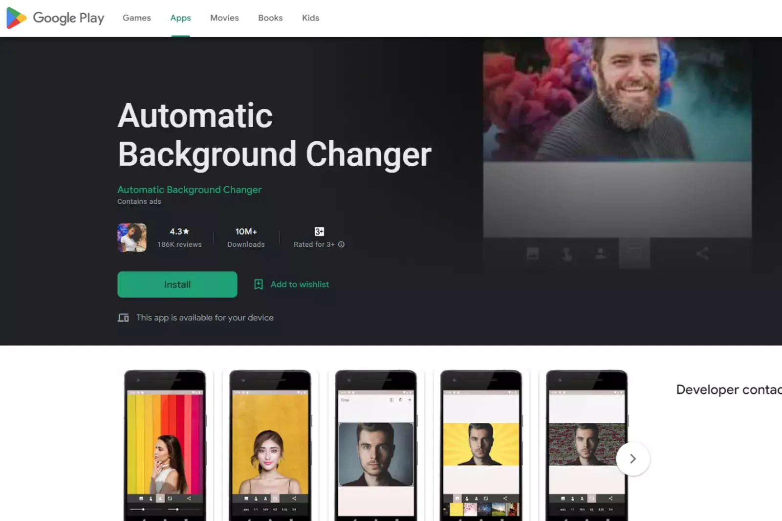 Homepage von Automatic Background Changer