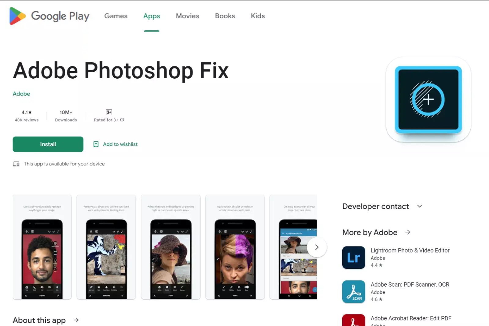 Home Page of Adobe Photoshop Fix