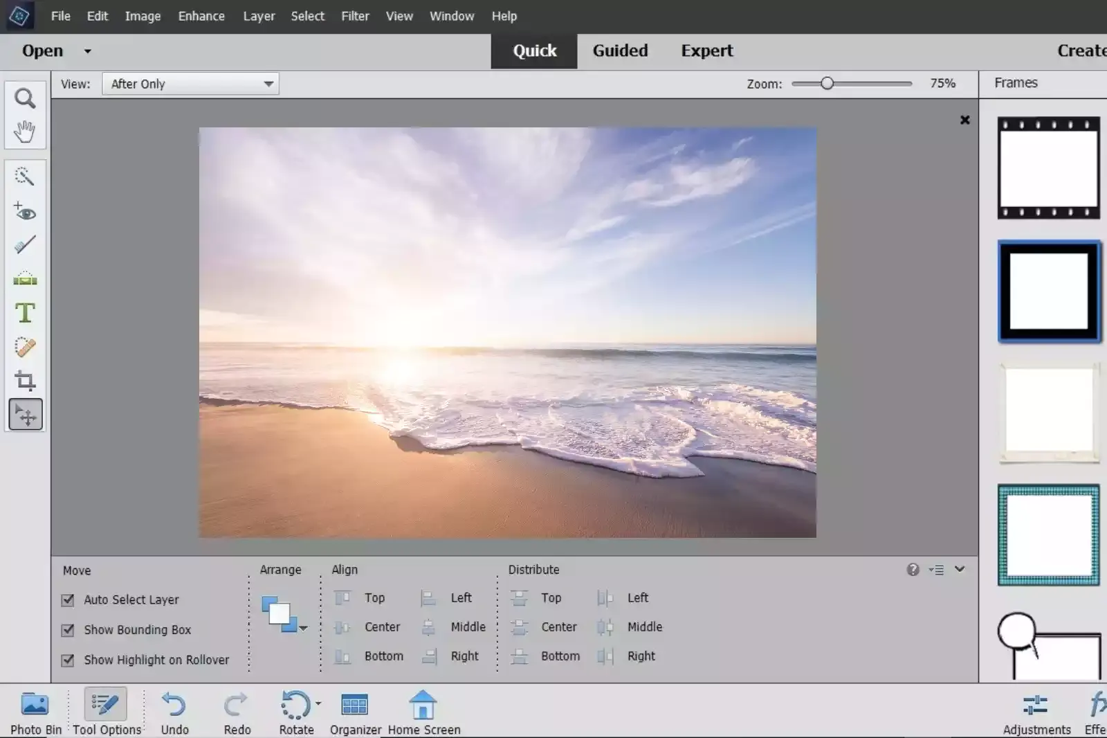 Home Page of Adobe Photoshop Elements