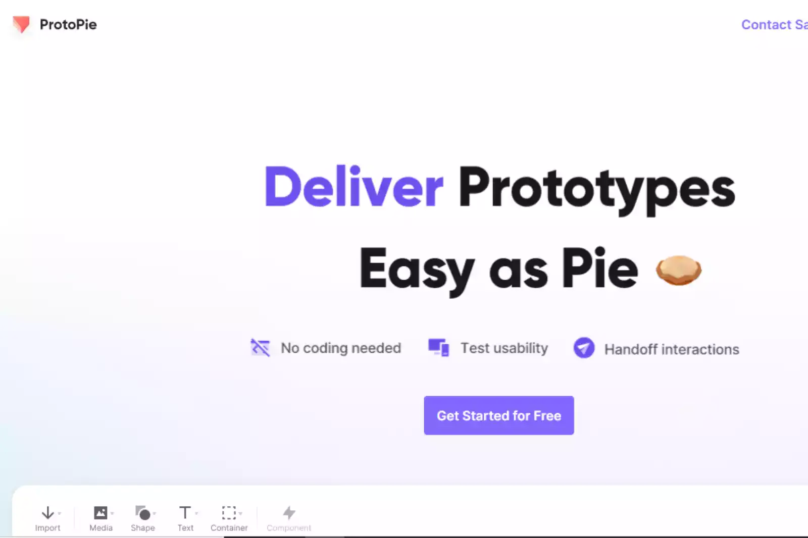 Home Page of Protopie page 