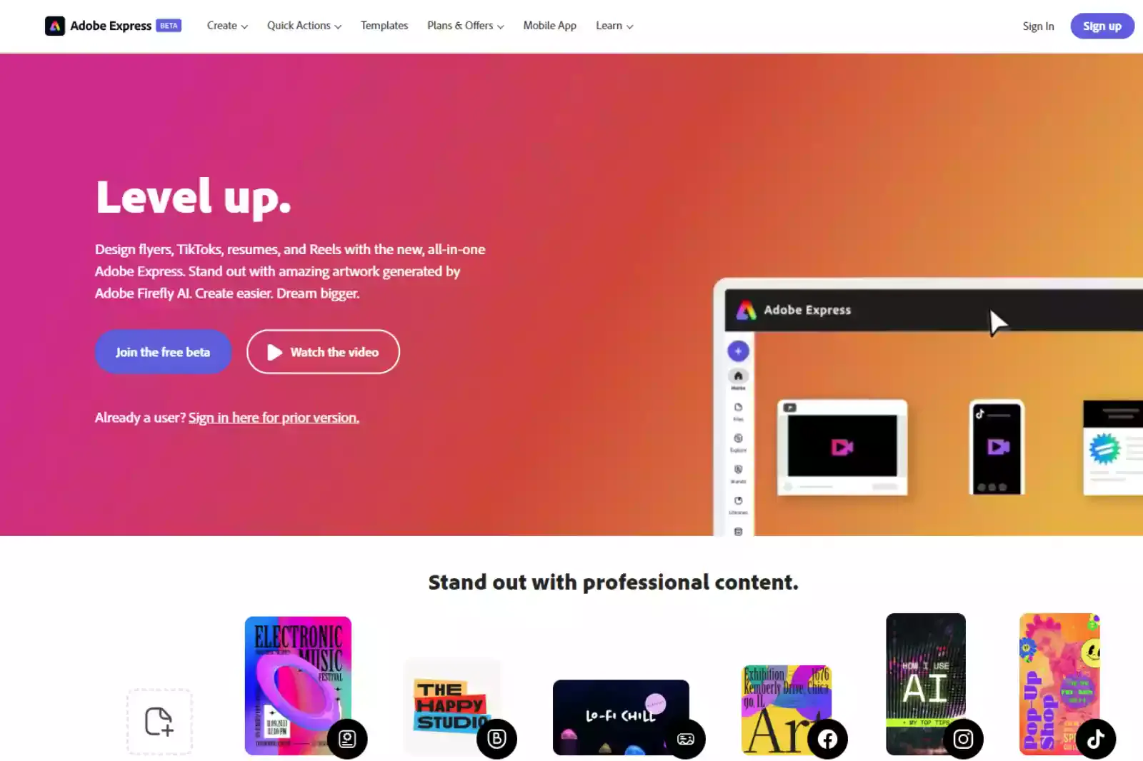 Home Page of Adobe Express Alternatives