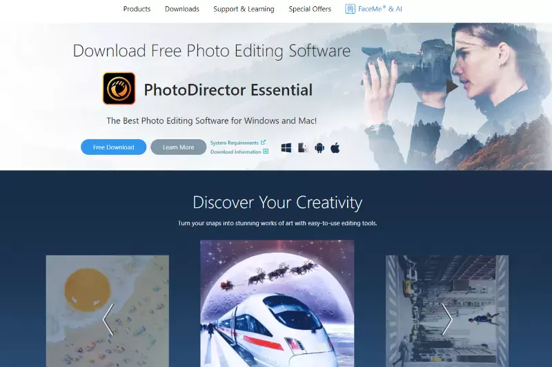 Home Page of Cyberlink Photo Director