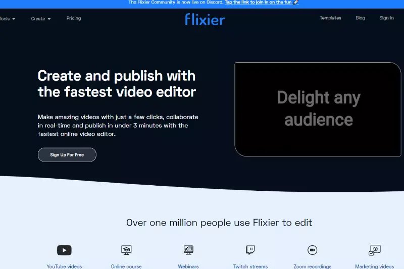 Home Page of Flixier 
