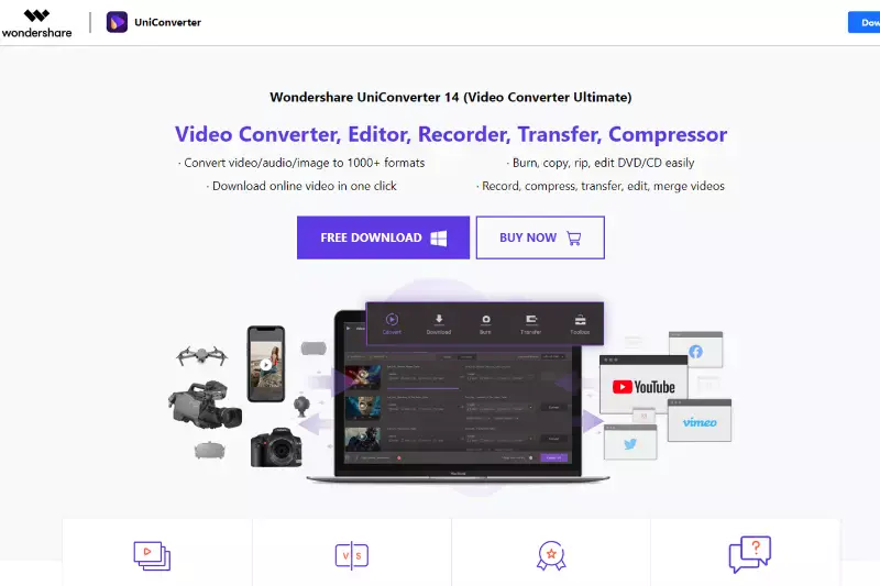 Home Page of Wondershare UniConverter