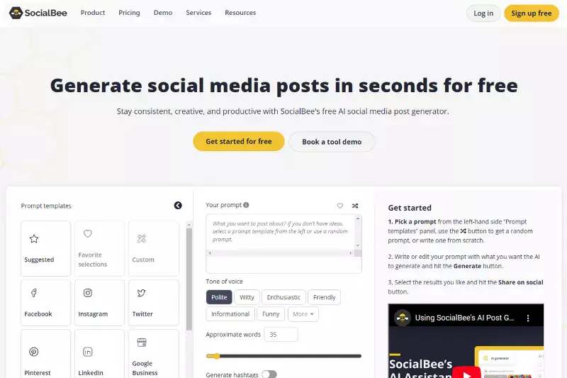 Home Page of AI Social Media Post Writer