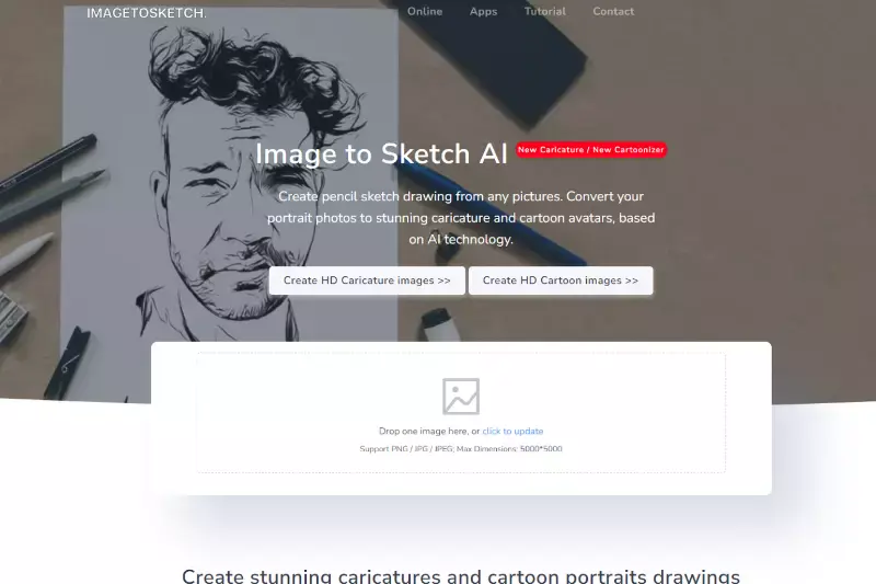 Home page of Image to Sketch