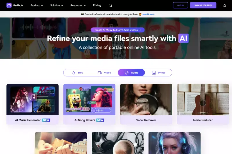 Home Page of Media.io Vocal Remover