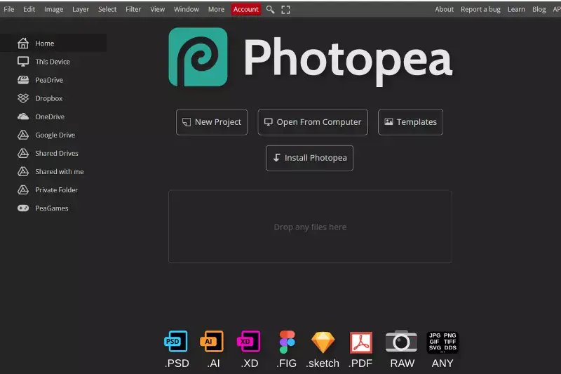 Home Page of Photopea