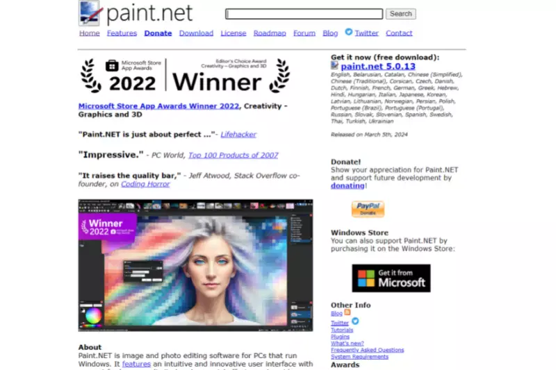 Home Page of Paint.NET