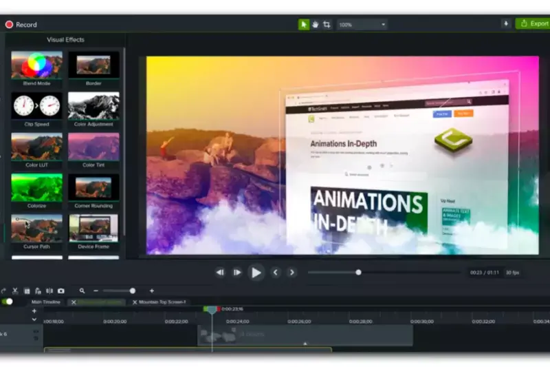 home page of camtasia