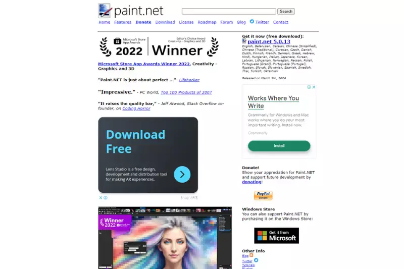 Home page of Paint.NET