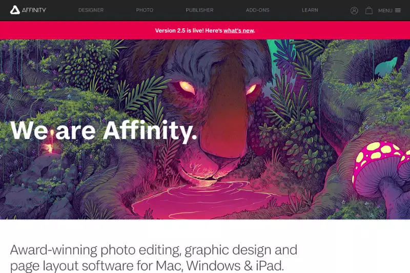 Home page of Affinity Photo