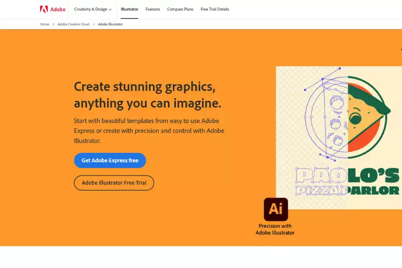 Home page of Adobe Illustrator