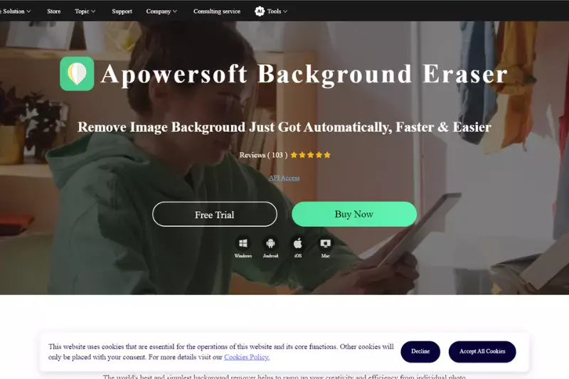 Home page of Apowersoft BG Remove