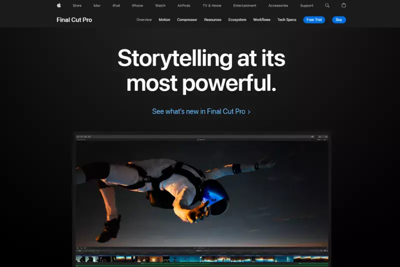 Home page of Final Cut Pro