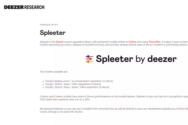 Home page of Spleeter 