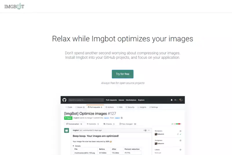 Home page of Imgbot