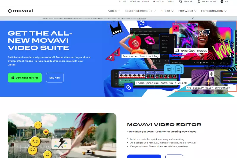 Home page of Movavi Video Editor