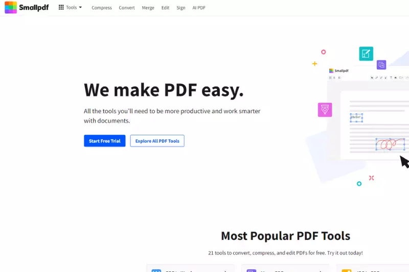 Home page of Smallpdf