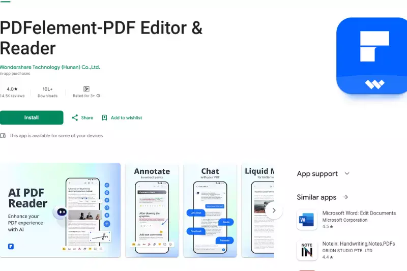 Home page of PDFelement