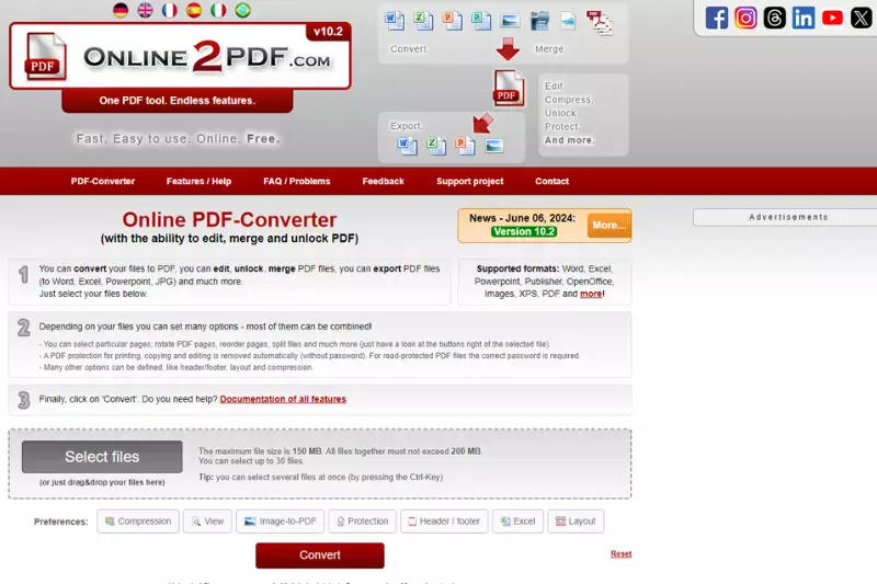 Home page of Online2PDF