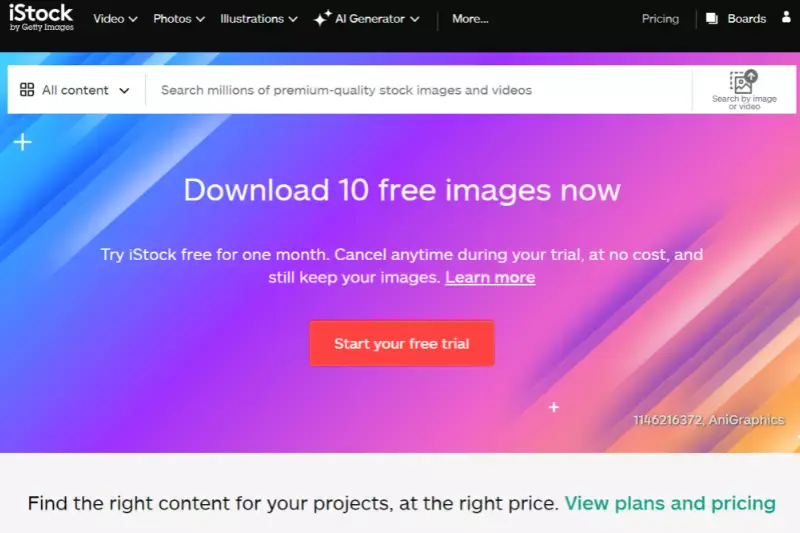 Home Page of iStockphoto