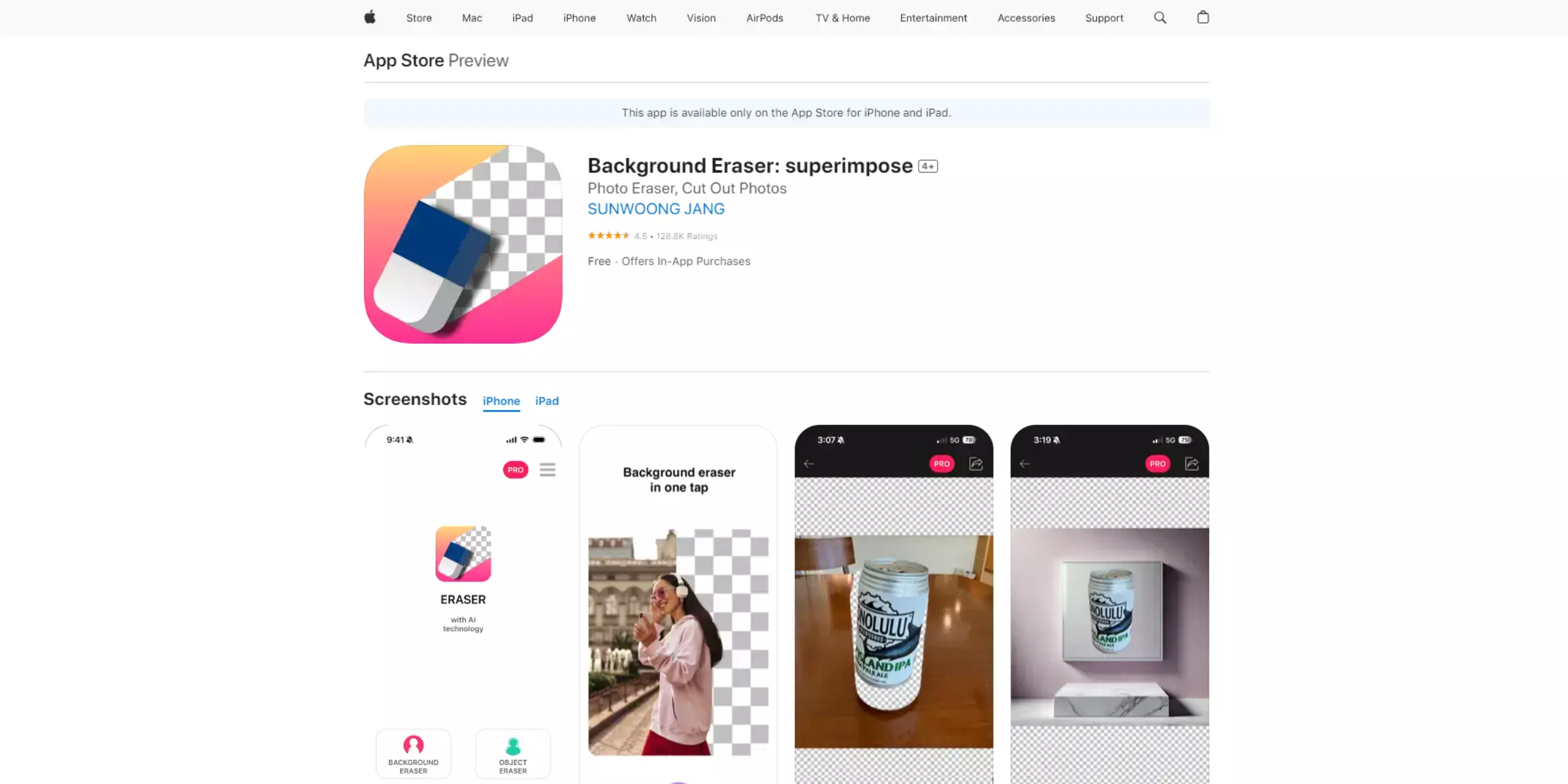 Home page of Background Eraser: Superimpose
