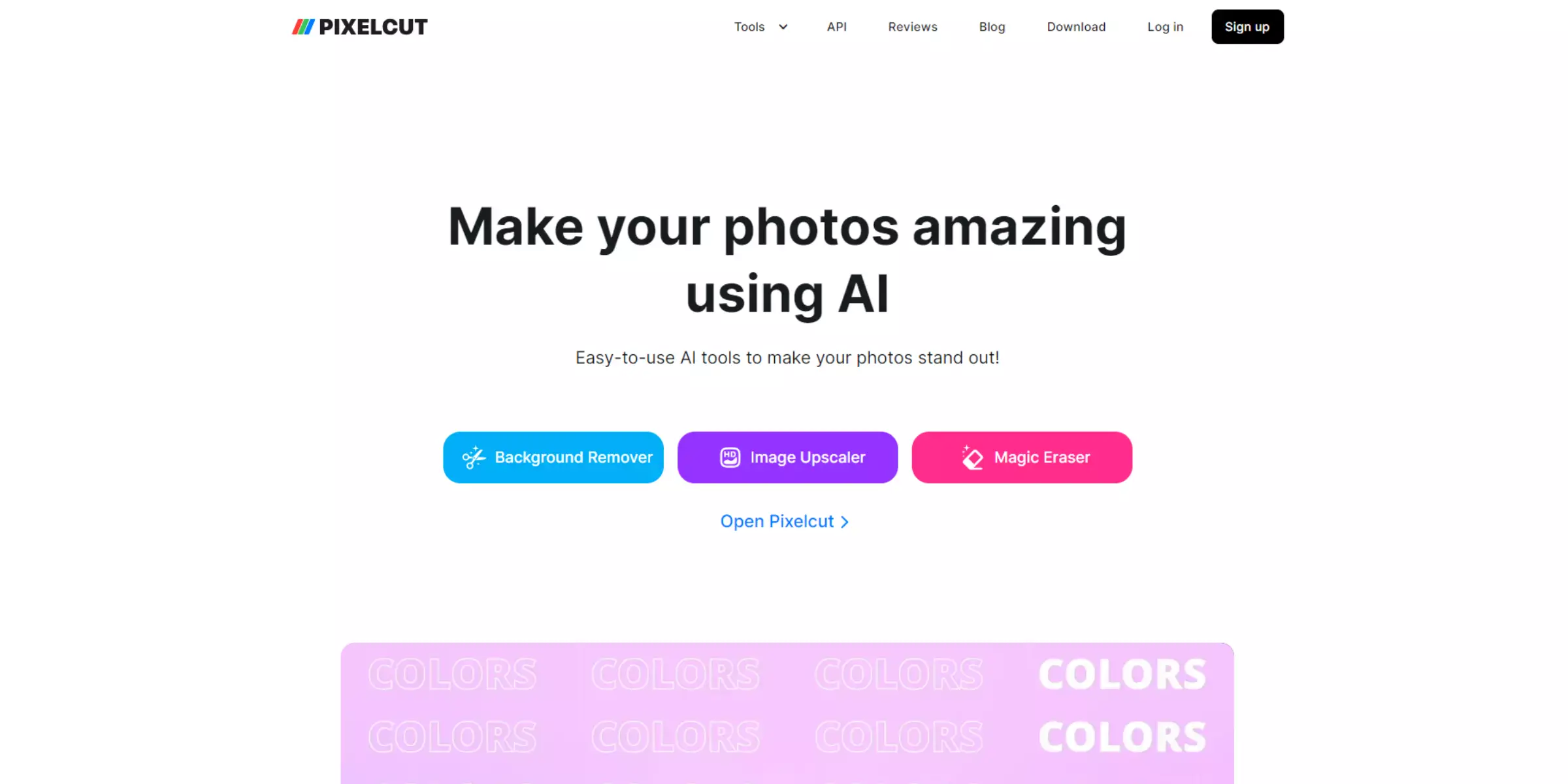 Home page of PixelCut