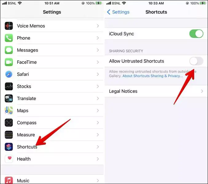 Просто перейдите в настройки вашего устройства и выберите приложение Shortcuts.