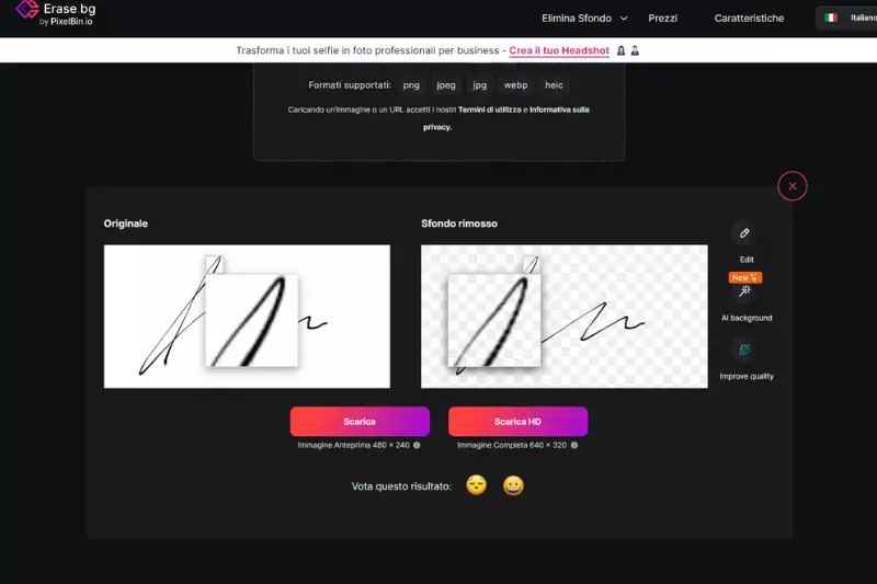 Visualizza in anteprima l'immagine della tua firma trasparente.‍